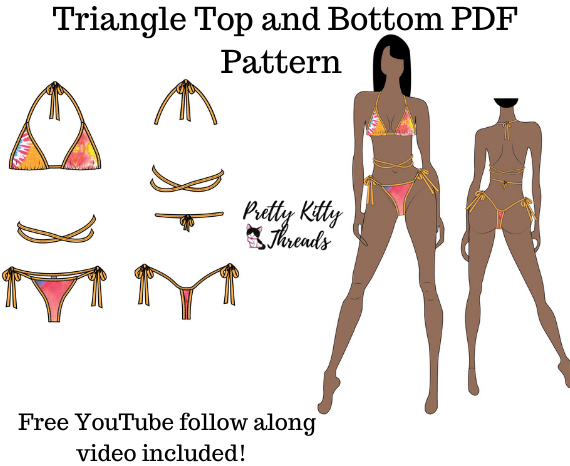 Triangle Top and Bikini PDF Pattern